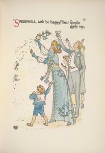 Speedwell. De bruiloftsgasten gooien confetti door Walter Crane