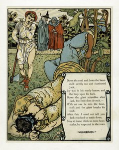 De reus breekt zijn nek, uit Het Blauwbaard Prentenboek, uitgegeven 1879