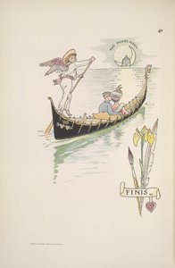 De huwelijksreis. Het stel in een gondel door Walter Crane