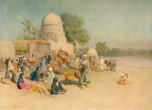 Een Markt aan de Rand van de Woestijn, ca. 1905, 1912 door Walter Frederick Roofe Tyndale