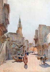 Een straat bij de Citadel, Caïro (kleurenlitho) door Walter Frederick Roofe Tyndale