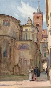 Romaanse kerk, Albenga, Italië (kleur litho) door Walter Frederick Roofe Tyndale