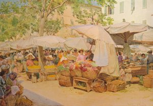 De Markt in Nice, c1910, 1912 door Walter Frederick Roofe Tyndale