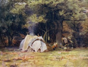 Het New Forest: Het zigeunerkamp bij de kennels tussen Lyndhurst en Minstead door Walter Frederick Roofe Tyndale