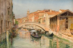 De oude scheepswerf aan de Rio del Ognissanti, Venetië door Walter Frederick Roofe Tyndale
