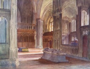 Wessex: Het retro-koor, Winchester Kathedraal, met de kapellen van Kardinaal Beaufort en Bisschop Waynflete door Walter Frederick Roofe Tyndale