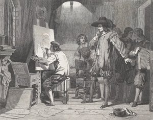Sebastian Gomez ontdekt door zijn meester, Murillo, aan het werk, uit Illustrated L