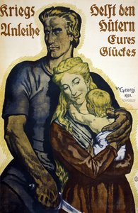 Eerste Wereldoorlog 1914-1918. Duitse poster voor abonnees op oorlogsleningen door Walter Georgi