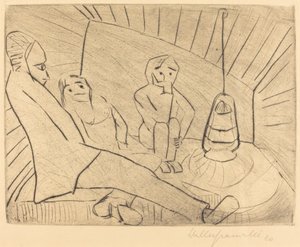 Drie Mensen in een Atelier