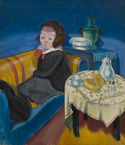 Junge Frau am Tisch (Samowar) door Walter Gramatte