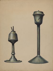 Twee olielampen, ca. 1938 door Walter Hochstrasser
