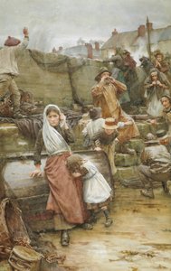 Rampscène in een Cornish vissersdorp door Walter Langley