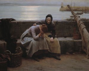 Nooit droeg de ochtend naar de avond zonder dat een hart brak door Walter Langley