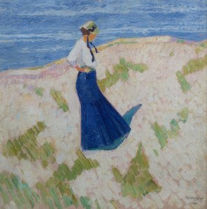 Bernhardine Bornemann op het strand in Heist