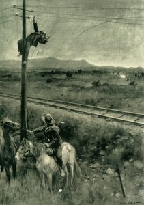 Boeren betrapt op het doorsnijden van de telegraafdraden, 1902