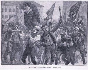 Scène in de Belfast Rellen 1864 AD