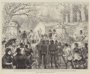 De staat van Ierland, boeren stoppen de Reloare-jacht bij de poort van de markies van Drogheda, in Kildare door Walter Paget