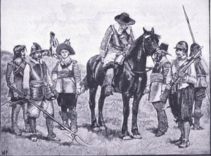Typen van Cromwelliaanse soldaten, uit Cassells History of the British People gepubliceerd door de Waverley Book Company Limited, ca. 1940