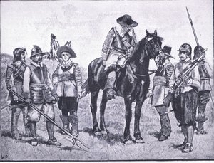 Typen van Cromwelliaanse soldaten, illustratie uit The History of the British People