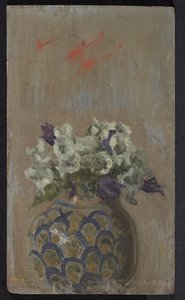 Zoete viooltjes - Witte en blauwe viooltjes in een patroonkom, ca.1884
