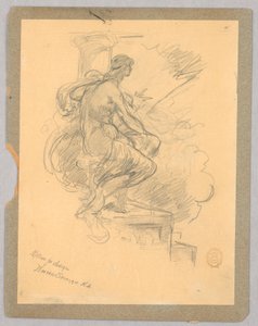 Zittende Vrouw (Motief voor Ontwerp) door Walter Shirlaw