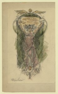 Studietekening voor muurschildering van vrouw, nr. 1