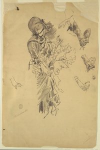 Studie van een Figuur voor "In de Bergen" door Walter Shirlaw