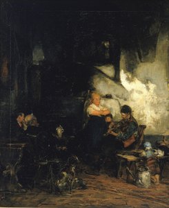 De herberg, Duitsland door Walter Shirlaw