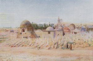 De Moslim Begraafplaats en Uitzicht op de Berg Hermon, Damascus