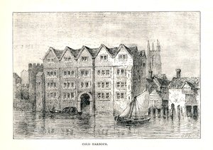 Cold Harbour. Middeleeuws herenhuis aan de noordelijke oever van de Theems boven de London Bridge, 1894