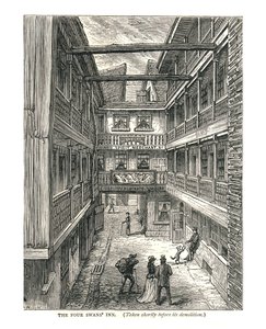 De Vier Zwanen Inn kort voor sloop, 1878 door Walter Thornbury