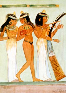 Oude Egyptische muzikanten en een danseres, 1910 door Walter Tyndale