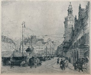 Marktplaats, Leipzig, ca. 1913 door Walter Zeising