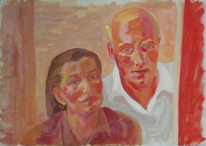 Zelfportret met vrouw Grete