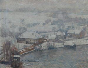 Winterlandschap aan de Attersee door Walther Gamerith
