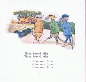 Drie uitgehongerde muizen, drie uitgehongerde muizen, kom naar een boerderij