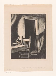 Interieur bij lamplicht