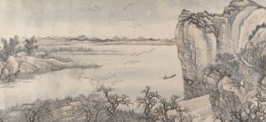 Landschap in de stijl van Juran en Yan Wengui door Wang Hui