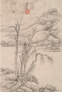 Landschap in de Stijl van Verschillende Oude Meesters: Landschap naar Ni Zan (1301) door Wang Jian
