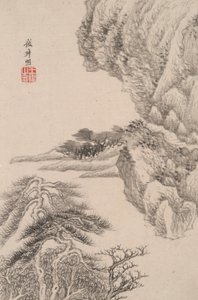 Landschap in de stijl van verschillende oude meesters: Landschap naar Wang Meng (1308) door Wang Jian