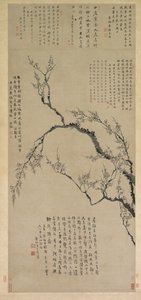 Pruimenbloesems, 1747 door Wang Shishen