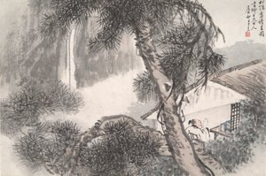 Lezen in de Afgelegen Pijnboomstudio (Song yin an)