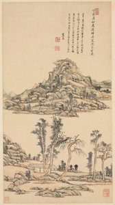 Landschap in de kleurstijl van Ni Zan door Wang Yuanqi
