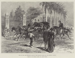 Een van de nieuwe ministers gaat naar het Senaatshuis, Rio de Janeiro, Brazilië