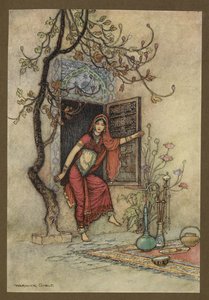 Plaat 7: "Het meisje van de muur-Amirah." Folk-Tales of Bengal ... Met 32 illustraties in kleur door Warwick Goble (Edition de luxe)