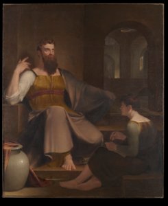 Jeremia die zijn Profetie van de Vernietiging van Jeruzalem Dicteert aan Baruch de Schrijver