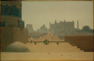 Hoofdstraat in Samarkand vanaf de citadel in de ochtend door Wassili W. Werestschagin