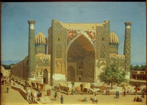 Shir-Dor-Medrese op het Registan-plein in Samarkand door Wassili W. Werestschagin
