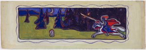 Schemering, verso: Schets van een paar door Wassily Kandinsky