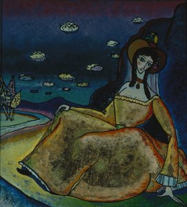 Dame in gouden jurk, 1917 door Wassily Kandinsky
